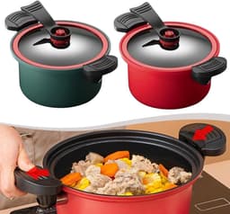 Snelkookpan - Multicooker - Snel Maaltijden Bereiden - Magnetronbestendig Ontwerp - 35 Liter - Rood — thumbnail 3