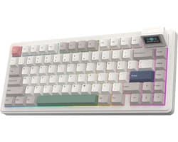 EPOMAKER RT82 Draadloos Mechanisch Gaming Toetsenbord - 75% Layout - Met Afneembaar LCD Scherm (Mini TV) - Gasket Mount - Hot-Swappable - US QWERTY - Retro White