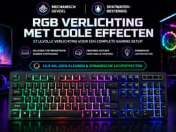 Gaming Toetsenbord met RGB Verlichting – Full Size – Mechanisch Gevoel – Waterbestendig – Geschikt voor PC & Laptop — thumbnail 3