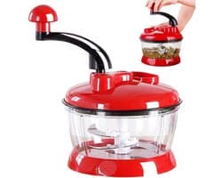 Handmatige keukenmachine - Keukenhakker - Snel ingrediënten snijden - Trekkoord bediening - 20x20x20 cm - Grijs
