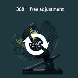 Tafelventilator met clip - Mini ventilator - Persoonlijke verkoeling - 360 graden rotatie - 500 Gram - Wit — thumbnail 2