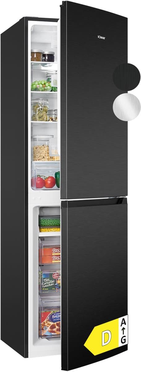 Bomann KG 7360 – No-Frost Koel- vriescombinatie – 247 Liter – 181 cm hoog – Energieklasse D – Dark Inox Look — afbeelding 1