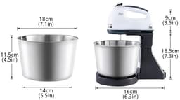 RosaBloom Handmixer - Keukenmachine - Standmixer - Deegmixer - Met Roterende Kom 1.7L - 7 Snelheden - 100W — thumbnail 5