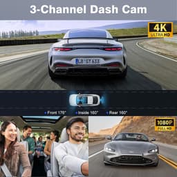 3 Kanaals Dashcam - Auto Camera - Rijden en Parkeren - 4K WiFi Opname - 64GB Inclusief - Zilver — thumbnail 5
