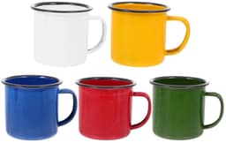 Dailygoods- Geëmailleerde Kopjes Set van 5 - Vintage/Multi-functioneel - Voor Koffie/Thee/Wijn - Hoogwaardig Emaille - Geïsoleerd Handvat - Slijtvast en Corrosiebestendig - Mok — thumbnail 1