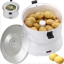 Elektrische Aardappelschilmachine - Automatische Groenteschiller - Snel Keukenwerk - Eén Knop Bediening - 1 kg Capaciteit - Wit — thumbnail 1