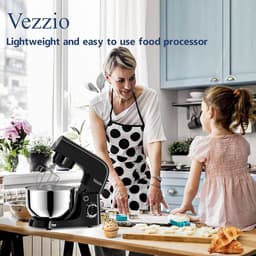 Vezzio Blender, 4,5 liter, 1500 W, 10 snelheden, keukenmachine om te bakken (zilver) (zwart) — thumbnail 2