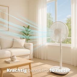 Slimme Ventilator - Staande Waaier - Comfortabele Verkoeling - 12 Snelheden - 90° Zwenkfunctie - Wit — thumbnail 3