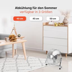 Vloerventilator - Windmachine - Ruimte Koelen - Stille Werking - 40 cm Diameter - Chroom — thumbnail 4