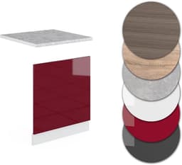Keukenkastmodule Vaatwasserpaneel 60 cm R-Line Serie - Bordeauxrood Hoogglans — thumbnail 5