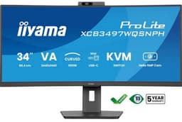 iiyama ProLite XCB3497WQSNPH-B1 - 34 inch - WQHD - VA - USB-Hub (4x) - Verstelbaar - USB-C Dock - Curved - Hello Cam — thumbnail 9