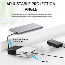 Miniprojector, 1080P Full HD-videoprojector, Draagbare Buitenbioscoopprojector, Hifi-stereoluidsprekers, HDMI, USB, Smartphone, Tablet, Tv-sticks — thumbnail 3