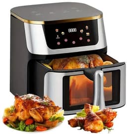 Heteluchtfriteuse – Airfryer - Airfryer Oven - 12L - 2000W - Touch Display - Airfryer Zonder Olie - Kijkvenster - RVS - Hoge Temperatuur - Zwart — thumbnail 5