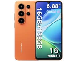 Blackview WAVE 10C Smartphone - Telefoon Dubbele Sim 4G - 6,88" HD+ IPS - 16GB(4+12) RAM - 128GB ROM - 5000 mAh - Android 16 - GPS - Oranje