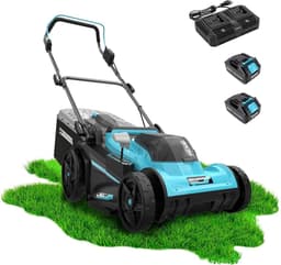 Accu Grasmaaier - Elektrische Grasmaaier - Gras Maaien - Borstelloze Motor - 43 cm Maaibreedte - Blauw — thumbnail 1
