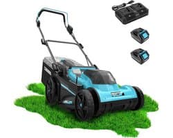 Accu Grasmaaier - Elektrische Grasmaaier - Gras Maaien - Borstelloze Motor - 43 cm Maaibreedte - Blauw