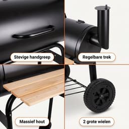 Lomera BBQ Smoker - Smokerbarbecue - Rookoven - Barbecue - Offset Smoker - Rookgrill - Houtskool Barbecue - Grillwagen - Rookkast - Houtskoolgrill - Barbecuewagen - Staande Grill - Barbeque - Tuin Barbecue - Smoker - Houtskoolbarbecue — thumbnail 5