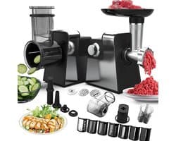 Elektrische Keukenmachine - Keukenapparaat Multifunctioneel - Maaltijden Bereiden - 2-in-1 Rasp Vleesmolen - 600 Watt - Zilver