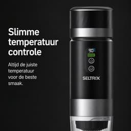 Draagbare koffiemachine - Verwisselbare Accu - 20 Bar - Inclusief Beschermhoes - Espressomaker voor Onderweg - 150 ml - 7500 mAh Oplaadbaar - Draagbaar koffiezetapparaat - Cups & Gemalen Koffie - Camping & Reizen - Espresso & Lungo - Seltrix - Zwart — thumbnail 3