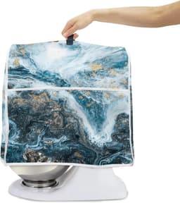 Keukenhulp Afdekking - Mixer Cover - Keuken Decoratie - Met Opbergzakken - 4.5-8 Kwart - Blauw Goud Marmer — thumbnail 4