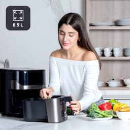 Airfryer Zonder Olie - Hetelucht Frituurpan - Gezond Bakken - Groot Volume 6.5L - 28x26x35cm - Zwart — thumbnail 2