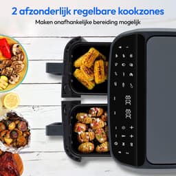 Dubbele Heteluchtfriteuse - Airfryer met 2 Kamers - Gezond Koken - 8.7 Liter Capaciteit - 41x40x33 cm - Mat Grijs — thumbnail 4