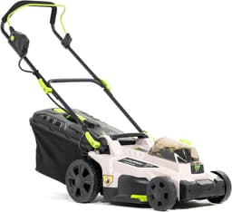 Accugrasmaaier - Draadloze grasmaaier - Gazon onderhoud - Dubbele accu aandrijving - 37 cm snijbreedte - Groen zwart grijs — thumbnail 5