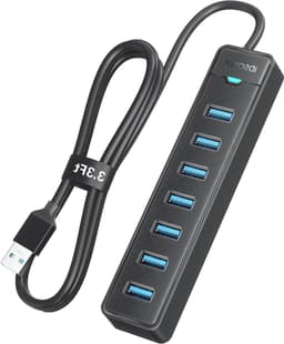 USB 3.0 Hub - USB Hub Extender - Computer Uitbreiding - Zeven Poorten - 1 Meter Kabel - Zwart — thumbnail 1