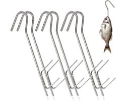 RVS Dubbele Haken van 21 cm voor het Roken van Worst, Vlees en Vis - Ideaal voor Rookoven en BBQ