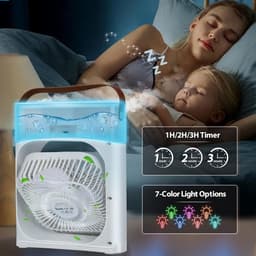 Mobiele airconditioner, mini-luchtkoeler, 5-in-1 airconditioning, klein, draagbaar, 7 leds, luchtbevochtiger met 3 snelheden, luchtkoeler, ventilator met waterkoeling, voor keuken, kantoor — thumbnail 2