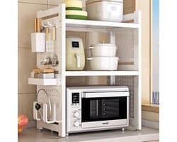 Magnetron Rack - Keuken Plank - Keuken Opslag - Verstelbaar 3-Tier - 51cm - Wit