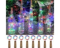 10 stuks wijnfleslampjes met kurk, 10 LED's, 1 m draad, kurkfleslampjes, mini-lichtsnoer, voor zelfgemaakte potten, Halloween, Kerstmis, feesten, bruiloften (veelkleurig) - sfeerverlichting voor eettafeldecoratie als cadeau