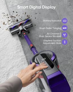 Steelstofzuiger - Vacuum Cleaner - Draadloze Stofzuiger- Kruimeldief Snoerloos - 450W - 38Kpa Zuigkracht - Handstofzuiger - met Touchscreen en 1.5L Stofreservoir - voor Tapijt, Vloer & Auto — thumbnail 3