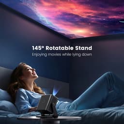 Mini Beamer - Projector - Digitale projector - 145° verstelbare standaard Miniprojector met WiFi en Bluetooth - 1080P - 18000 lumen - Draagbare projector - Autofocus - Schermschaal 16:09 - Compatibel met HDMI - Stroom - USB - Zwart — thumbnail 4