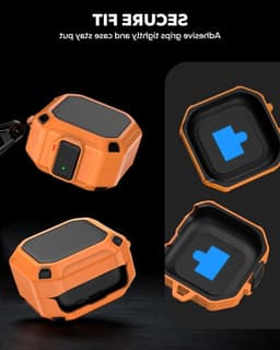 Rugged Armor Shockproof Beschermhoes voor Samsung Galaxy Buds 4 Pro en Buds 4, Inclusief Schoonmaakpen en Haak, Oranje, Volledige Bescherming voor Draagbaarheid en Stijl — thumbnail 9