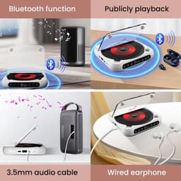 Bluetooth CD-speler - Draagbare CD-speler - Hi-Fi Geluidskwaliteit - 2000mAh Oplaadbare Batterij - 6 Uur Speeltijd - 2.4GHz Bluetooth - Met Anti-schok Technologie - Lichtgewicht 280g - Groente — thumbnail 3