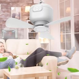 Draadloze Hangende Ventilator - Plafond Ventilator - Buitenkoeling Binnen - Met LED Verlichting - 8000 mAh Batterij - Wit — thumbnail 2