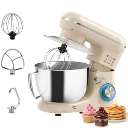 TEKROA® Keukenmachine 1300W - Keukenrobot - 4.5L - Foodprocessor met 6 - standen - Mixer met Mengkom - BPA-vrij - Keukenmixer - 3 Accessoires - Beige — thumbnail 1