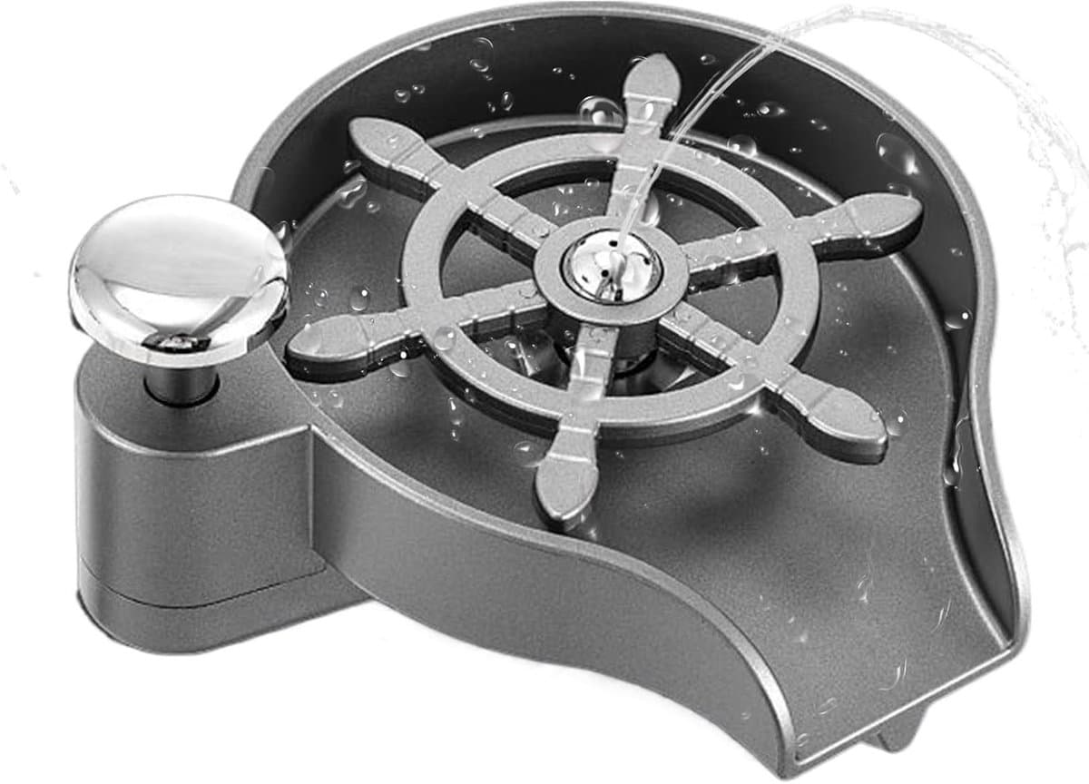 Flessenwasser Gootsteen - Kopjes Spoelstation - Snel Glazen Reinigen - Duurzame RVS Constructie - 80 cm Slang - Grijs — afbeelding 1
