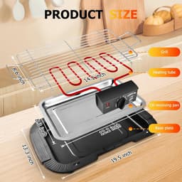 KZQ Elektrische Bbq Grill Rookvrij Met Anti Aanbaklaag Voor Binnen En Buiten - 2000w Dubbelbuis Hoog Vermogen Draagbare Afneembare Standaard Grill Voor Bbq Party - Zwart — thumbnail 3
