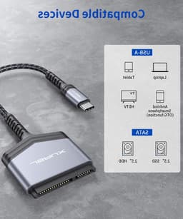 SATA naar USB C kabel voor 2.5" SSD en HDD, USB C 3.1 adapter voor dataoverdracht en compatibiliteit met Thunderbolt 3 apparaten — thumbnail 5