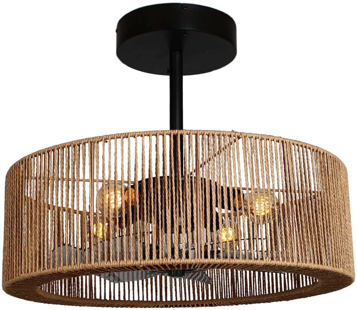 Plafondventilator met verlichting | 50 cm | plafond ventilatoren | 3 lichts | LED | zwart bruin transparant | kunststof rotan | moderne functionele design verlichting — afbeelding 1