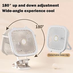 Bureauventilator - Tafelventilator USB - Ruimte Koelen - 4-in-1 met LED - 10.6x19.4x10.6 cm - Wit — thumbnail 3
