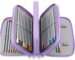 Grote Etui met 72 Compartimenten voor Kleurpotloden en Schrijfgerei, Handzaam en Geschikt voor School en Kantoor