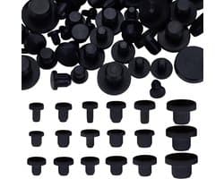 72 Stuks Zwarte Siliconen Flessendoppen in 18 Maten, Flexibele Stoppen voor Flessen, Buizen en DIY Projecten