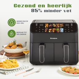 Digitale Airfryer XL 8L Sinaopus 901 – Heteluchtfriteuse met Dubbele Mand en DualMand Onafhankelijke Snelle Opwarming – Voor Gezinnen – 10 Programma’s – Kijkvenster – Makkelijk te Reinigen – Capaciteit voor 5 Personen — thumbnail 5