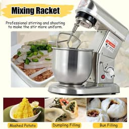 3-In-1 Keukenrobot, 10 Liter Elektrische Keukenmixer Met Kom, Multifunctionele Deegmixer, Met Klopper, Haak, Garde, Voor Salades, Bakken, Cakes, Koekjes, Brood White-7L — thumbnail 2
