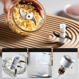 Mini Hakmolen - Keuken Chopper - Maaltijd Voorbereiden - Oplaadbaar Draadloos - 350ml Capaciteit - Blauw — thumbnail 2