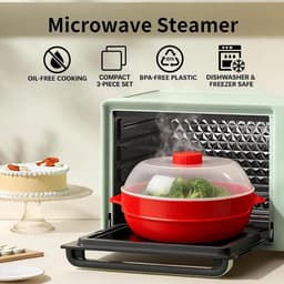 Microwaves Steamer - Magnetron Groente Vrouwelijke - Dubbellaags Keuken Kookharnas Verwarming, Magnetron Sensor Met Deksel | Werkt Voor Een Appartement Voor — thumbnail 3