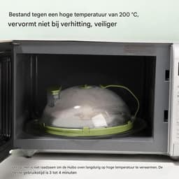 Magnetron Deksel - Voedsel Kap - Schoon Koken - Ingebouwd Hydratatiesysteem - 26 cm Diameter - Groen — thumbnail 2
